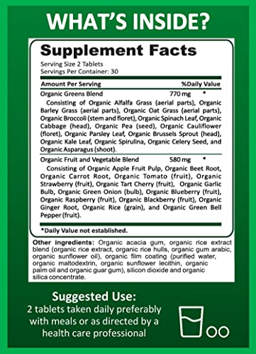 Foto 3 pulgar | Suplemento Potent Garden Organic Superfood Greens, 60 Comprimidos - Venta Internacional.