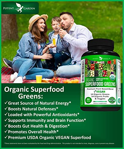 Foto 4 pulgar | Suplemento Potent Garden Organic Superfood Greens, 60 Comprimidos - Venta Internacional.