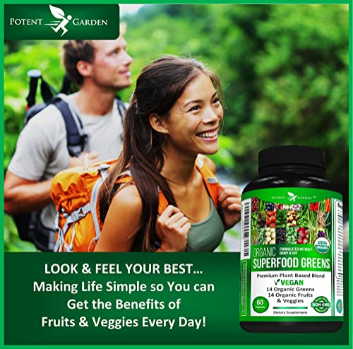 Foto 5 pulgar | Suplemento Potent Garden Organic Superfood Greens, 60 Comprimidos - Venta Internacional.