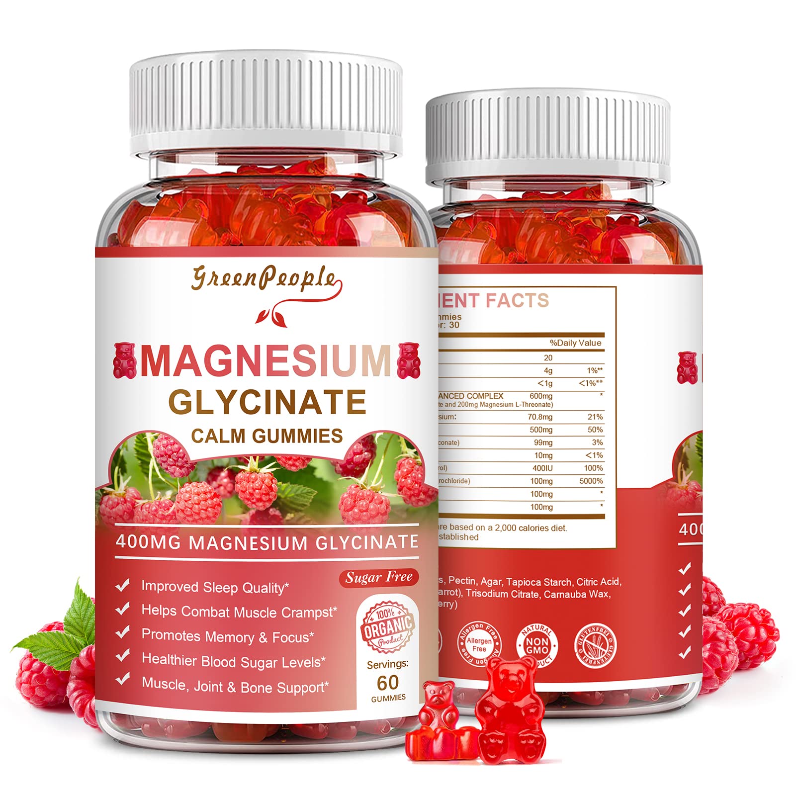 Foto 2 pulgar | Gomitas De Glicinato De Magnesio Greenpeople 400 Mg Con L-treonato - Venta Internacional.