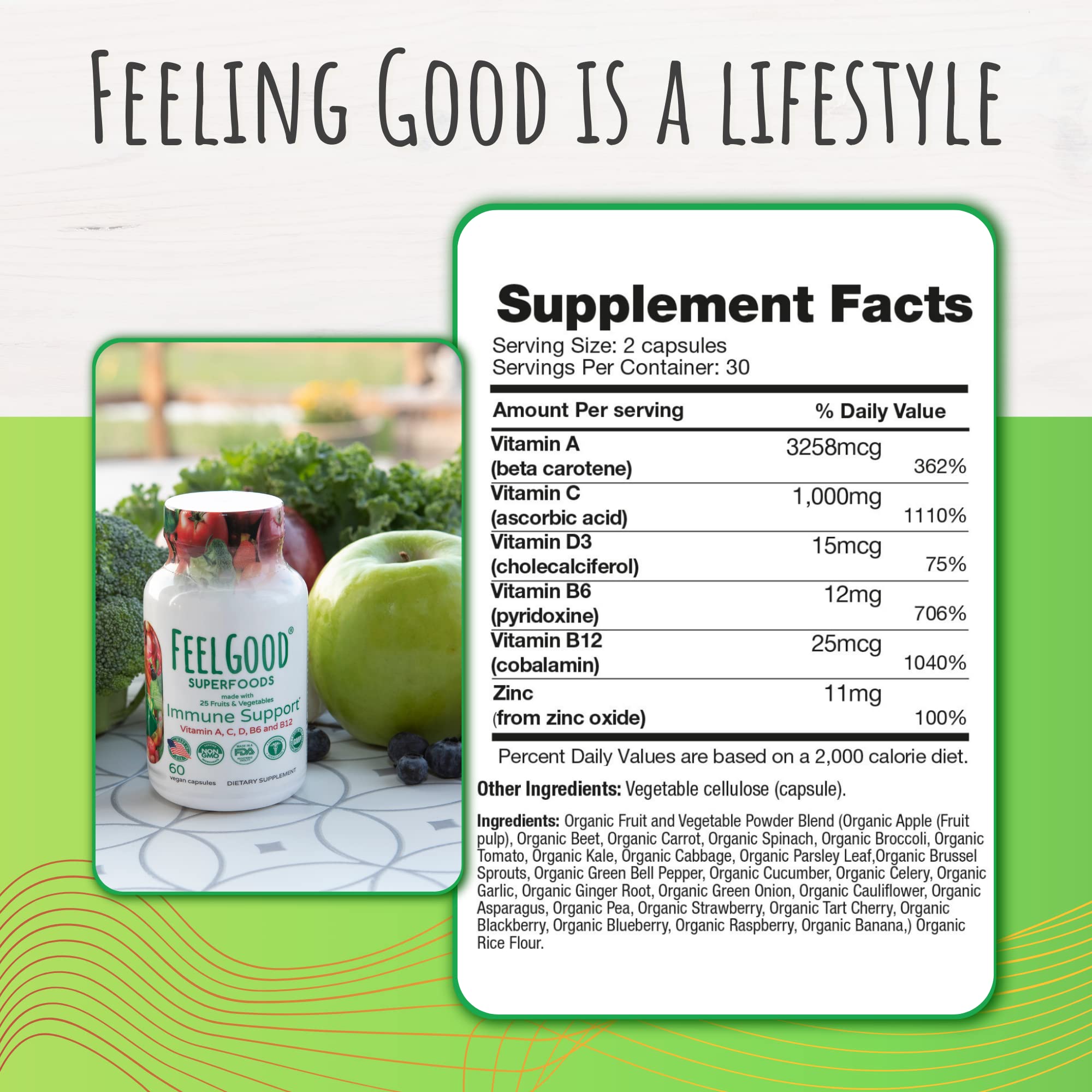 Foto 5 | Suplemento Feelgood Superfoods Immune Support 60 Cápsulas - Venta Internacional.