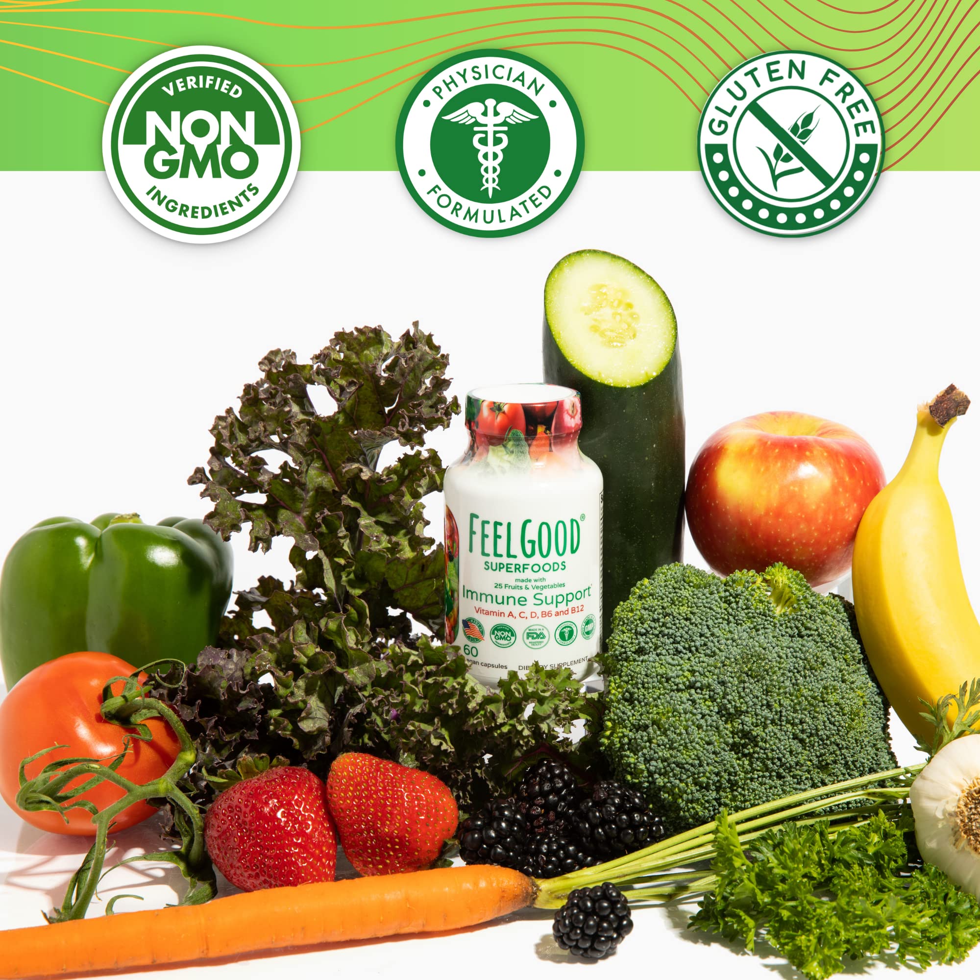 Foto 7 pulgar | Suplemento Feelgood Superfoods Immune Support 60 Cápsulas - Venta Internacional.