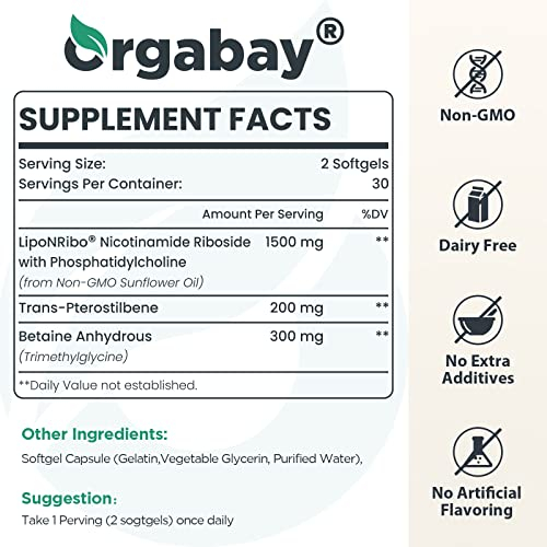Foto 3 pulgar | Suplemento De Ribósido De Nicotinamida Liposomal Orgabay 2000 Mg - Venta Internacional.