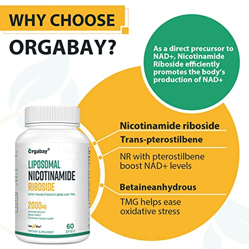 Foto 6 pulgar | Suplemento De Ribósido De Nicotinamida Liposomal Orgabay 2000 Mg - Venta Internacional.