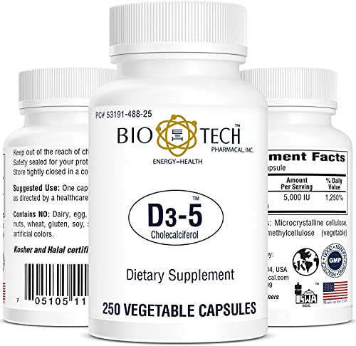 Suplemento Bio-tech Pharmacal De Vitamina D3 5000 Ui 250 Cápsulas - Venta Internacional.