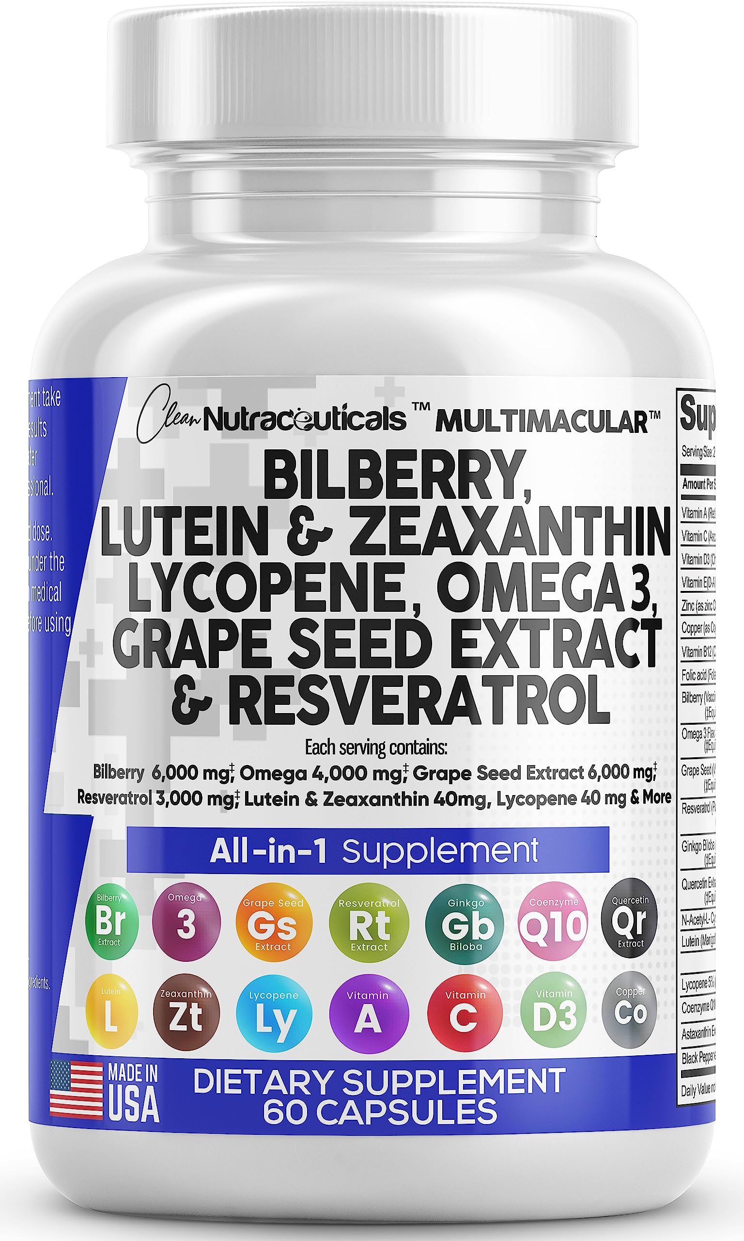 Foto 2 pulgar | Vitaminas Y Nutracéuticos Limpios Para La Salud Ocular, Arándano, 6000 Mg - Venta Internacional.