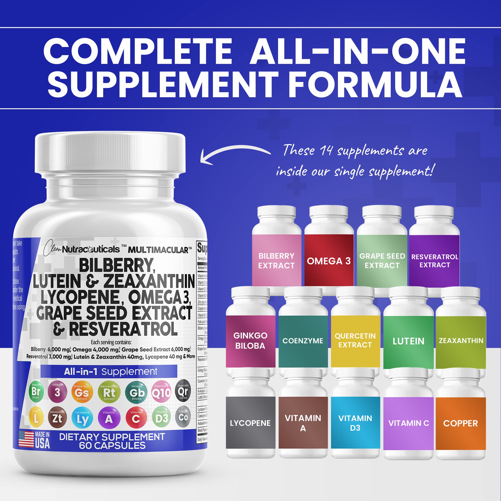 Foto 3 | Vitaminas Y Nutracéuticos Limpios Para La Salud Ocular, Arándano, 6000 Mg - Venta Internacional.