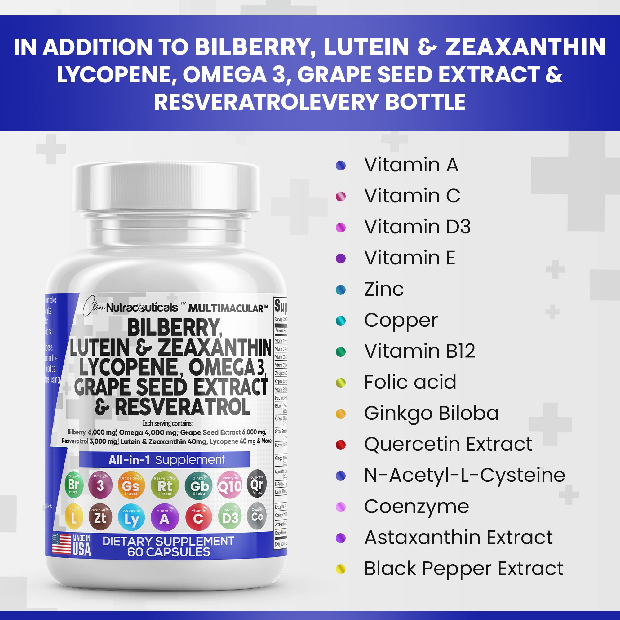 Foto 5 | Vitaminas Y Nutracéuticos Limpios Para La Salud Ocular, Arándano, 6000 Mg - Venta Internacional.