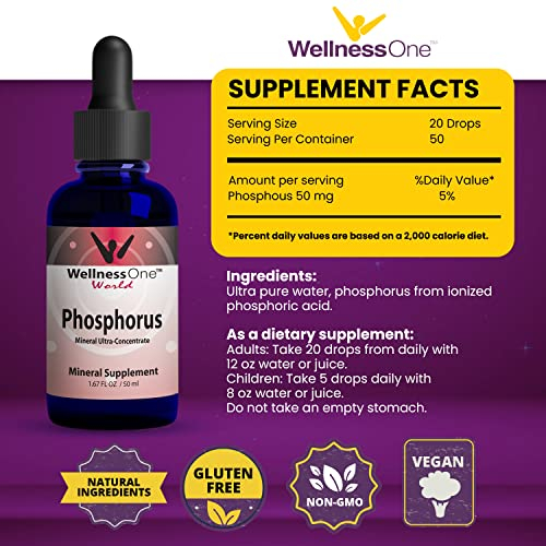 Foto 7 | Suplemento De Fósforo Líquido Wellnessone 50 Mg 50 Porciones 50 - Venta Internacional.