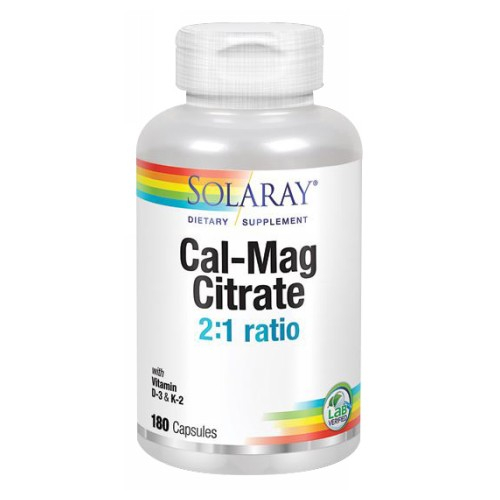 Foto 1 | Suplemento Solaray Cal-mag Citrato 180 Cápsulas Con D-3 Y K-2 - Venta Internacional.
