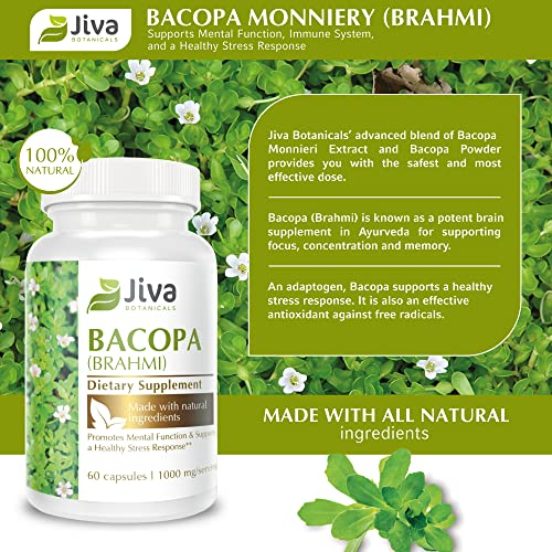 Foto 3 pulgar | Suplemento Bacopa Monnieri Brahmi De Jiva Botanicals 300 Mg 60 C - Venta Internacional.