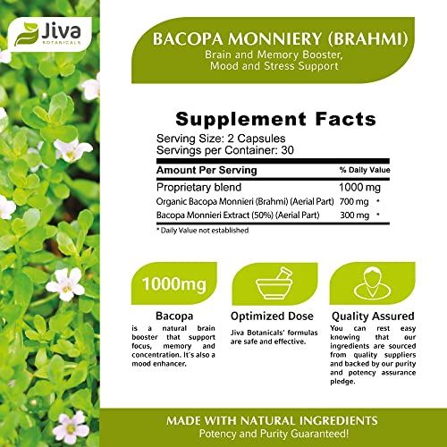 Foto 6 pulgar | Suplemento Bacopa Monnieri Brahmi De Jiva Botanicals 300 Mg 60 C - Venta Internacional.
