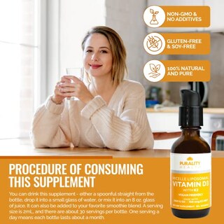 Foto 3 | Suplemento Purality Health De Vitamina D3 2500 Ui Con K2 100 Mcg - Venta Internacional.