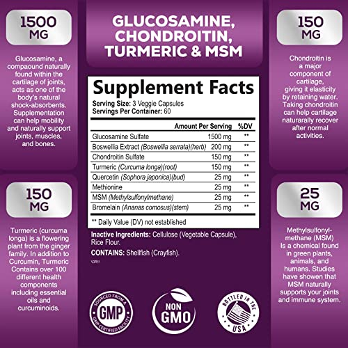 Foto 3 pulgar | Suplemento Health Nutrition Naturals: Glucosamina Y Condroitina - Venta Internacional.