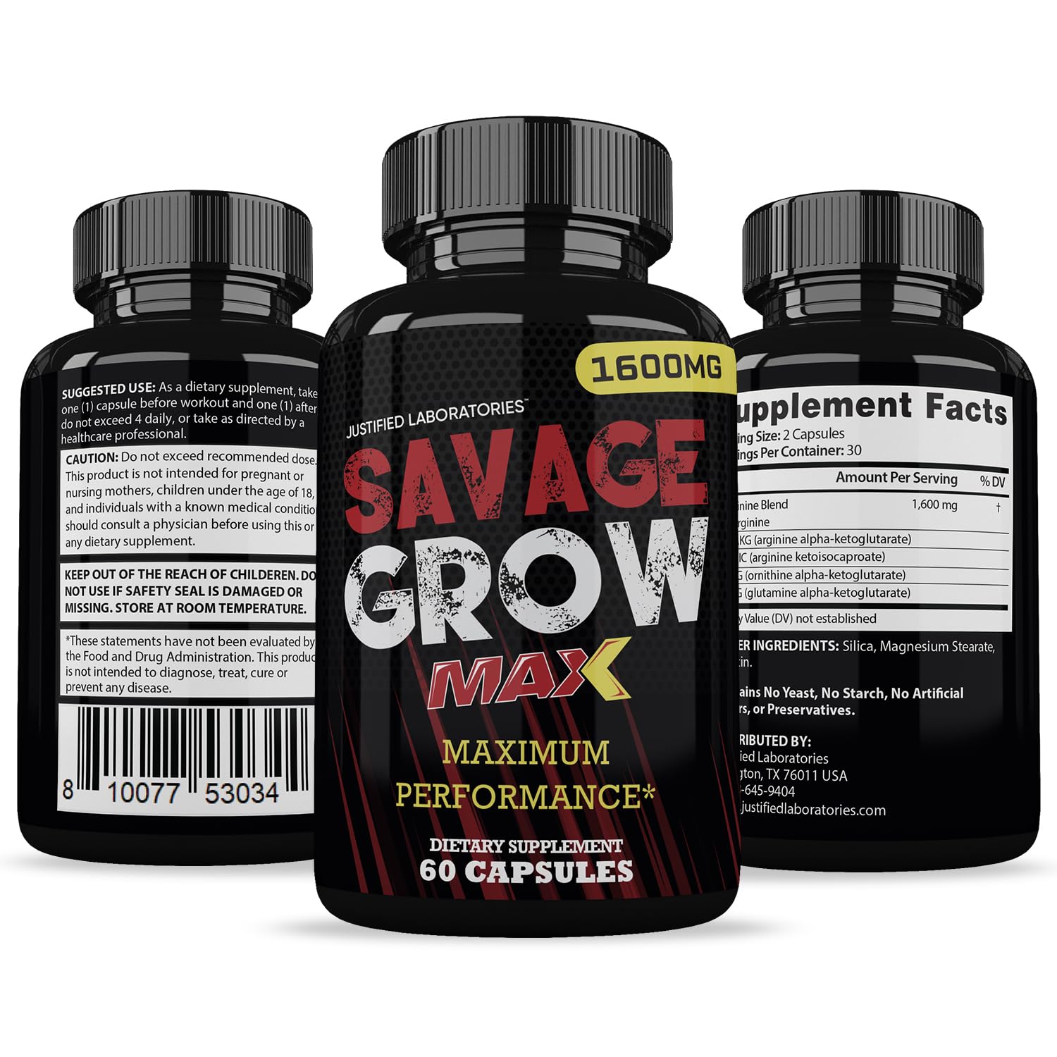 Foto 7 pulgar | Fórmula Avanzada Para La Salud Masculina Savage Grow Max 1600 Mg (paquete De 3) - Venta Internacional.