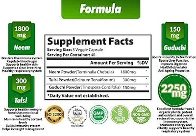 Foto 2 | Suplemento Orgánico De Hojas De Neem De Cadane, 2250 Mg, 120 Cápsulas - Venta Internacional.