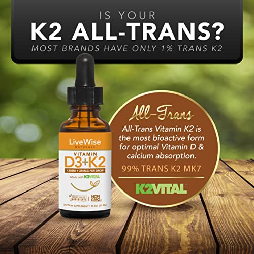 Foto 7 pulgar | Suplemento Live Wise Naturals De Vitamina D3 1208 Ui Con K2 25 Mcg - Venta Internacional.