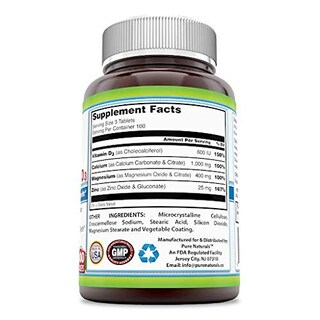Foto 2 | Suplemento Pure Naturals de Calcio Magnesio y Zinc 300 Tabletas - Venta Internacional