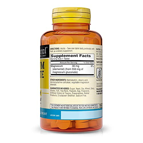 Foto 2 | Suplemento Mason: Gluconato De Magnesio Natural, 550 Mg, 100 Tabletas - Venta Internacional.
