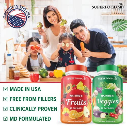 Foto 3 pulgar | Suplemento Superfood Md Fruits & Veggies 90 Cápsulas X2 - Venta Internacional.