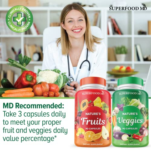 Foto 4 pulgar | Suplemento Superfood Md Fruits & Veggies 90 Cápsulas X2 - Venta Internacional.