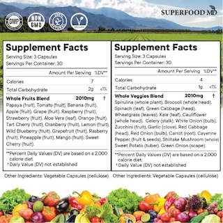 Foto 4 | Suplemento Superfood Md Fruits & Veggies 90 Cápsulas X2 - Venta Internacional.