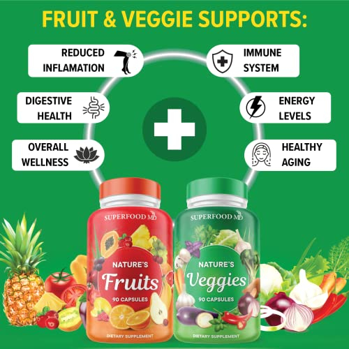 Foto 8 pulgar | Suplemento Superfood Md Fruits & Veggies 90 Cápsulas X2 - Venta Internacional.