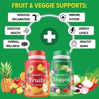 Foto 7 | Suplemento Superfood Md Fruits & Veggies 90 Cápsulas X2 - Venta Internacional.