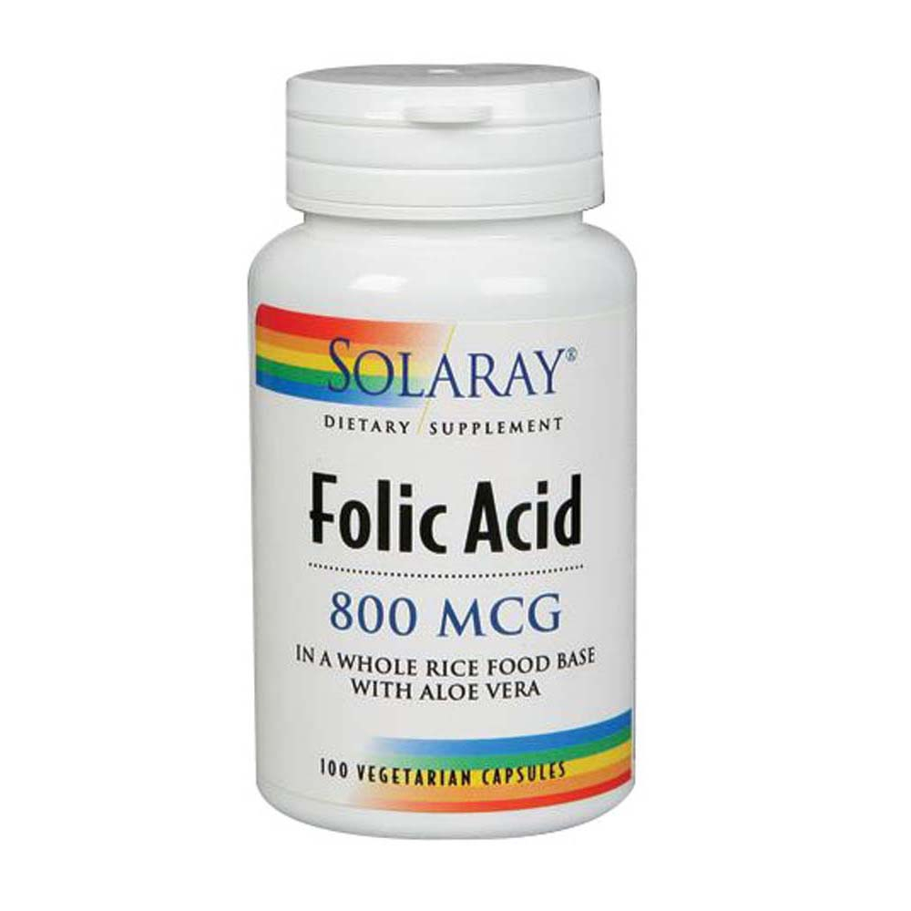 Foto 2 pulgar | Suplemento Solaray De Ácido Fólico 800 Mcg 100 Cápsulas - Venta Internacional.