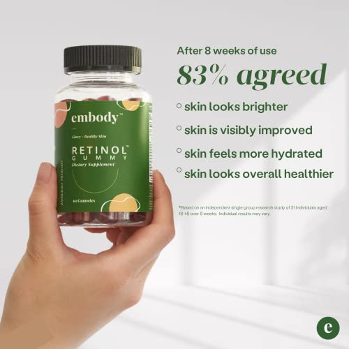 Foto 5 pulgar | Supplement Embody Retinol Gummy, 60 Unidades, Sabor A Fresa - Venta Internacional.