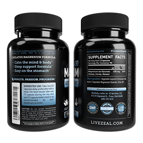 Foto 3 pulgar | Suplemento Zeal Naturals De Magnesio Quelatado 400 Mg 180 Cápsulas - Venta Internacional.
