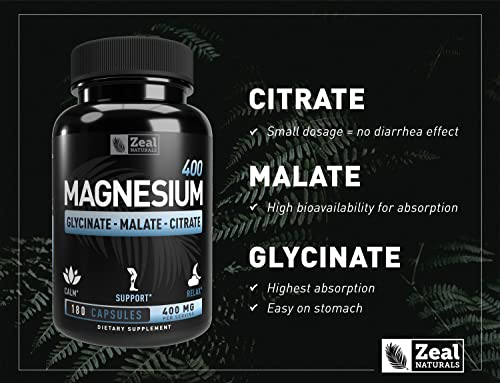 Foto 4 pulgar | Suplemento Zeal Naturals De Magnesio Quelatado 400 Mg 180 Cápsulas - Venta Internacional.