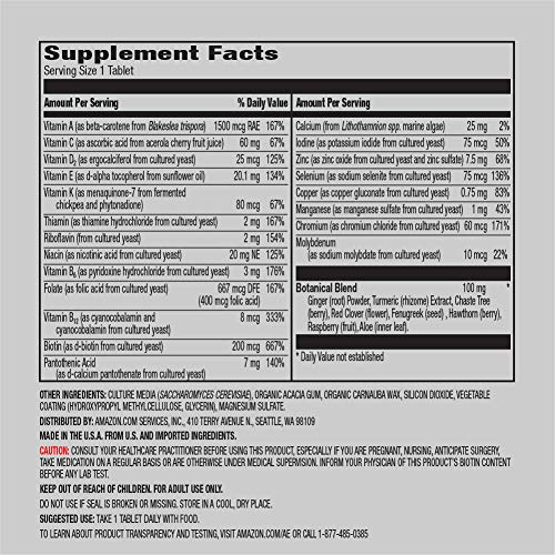 Foto 3 pulgar | Multivitamínico Amazon Elements Para Mujeres Mayores De 40 Años, Un Comprimido Diario De 65 - Venta Internacional.