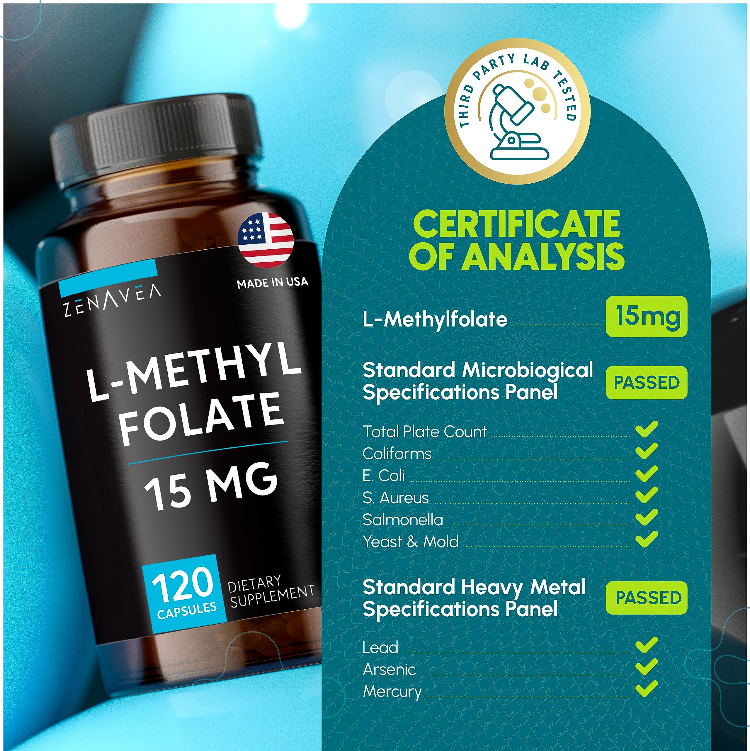 Foto 7 | Suplemento Zenavea De L-metilfolato 15 Mg - L Metil Folato - Venta Internacional.