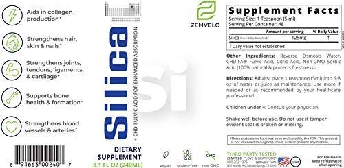 Foto 2 | Suplemento De Sílice Iónica Líquida Zemvelo, 240 Ml, Suministro Para 48 Días - Venta Internacional.