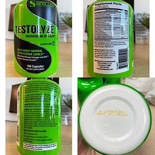 Foto 8 pulgar | Suplemento Species Nutrition Testolyze Testosterone 180 Cápsulas - Venta Internacional.