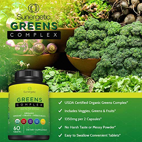 Foto 5 pulgar | Suplemento Sunergetic Premium Usda Organic Greens 60 Comprimidos - Venta Internacional.
