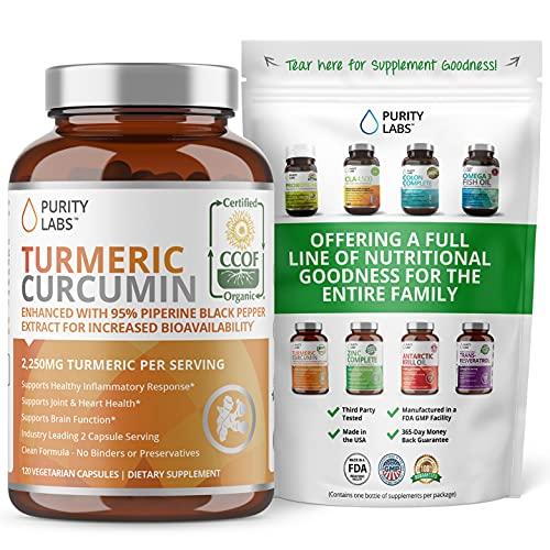 Suplemento Purity Labs, Cúrcuma Y Curcumina, 2.250 Mg, 120 Cápsulas - Venta Internacional.