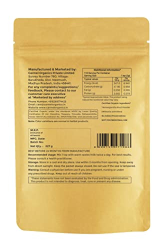 Foto 3 pulgar | Raíz De Ashwagandha En Polvo Carmel Organics 227 G Certificada Por El Usda - Venta Internacional.