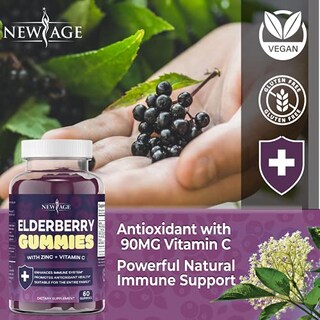 Foto 6 | Complemente Las Gomitas De Saúco New Age Premium Con Vitamina C - Venta Internacional.