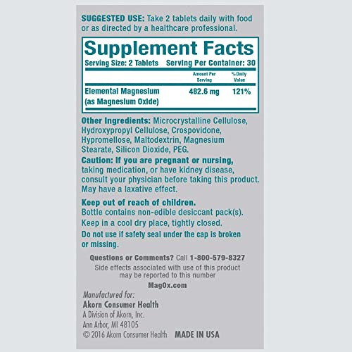 Foto 2 | Suplemento Mag-ox De Óxido De Magnesio 483 Mg 120 Comprimidos - Venta Internacional.