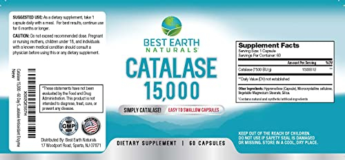 Foto 4 pulgar | Suplemento Best Earth Naturals Catalase, Suministro De 15 000 Para 60 Días - Venta Internacional.