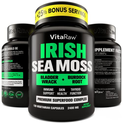 Foto 2 pulgar | Suplemento Vitaraw Sea Moss En Cápsulas De 2400 Mg Con Bardana Y Azul - Venta Internacional.
