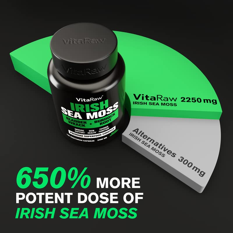 Foto 4 pulgar | Suplemento Vitaraw Sea Moss En Cápsulas De 2400 Mg Con Bardana Y Azul - Venta Internacional.