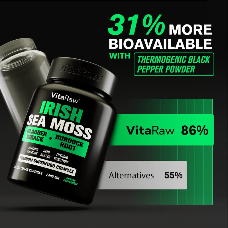 Foto 6 pulgar | Suplemento Vitaraw Sea Moss En Cápsulas De 2400 Mg Con Bardana Y Azul - Venta Internacional.
