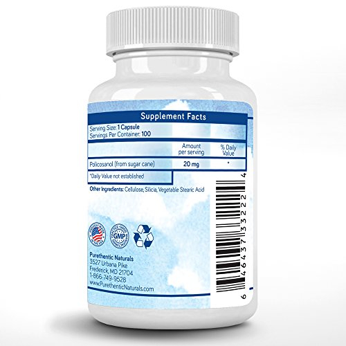 Foto 3 pulgar | Suplemento De Policosanol Purethentic Naturals 20 Mg 100 Vcaps - Venta Internacional.