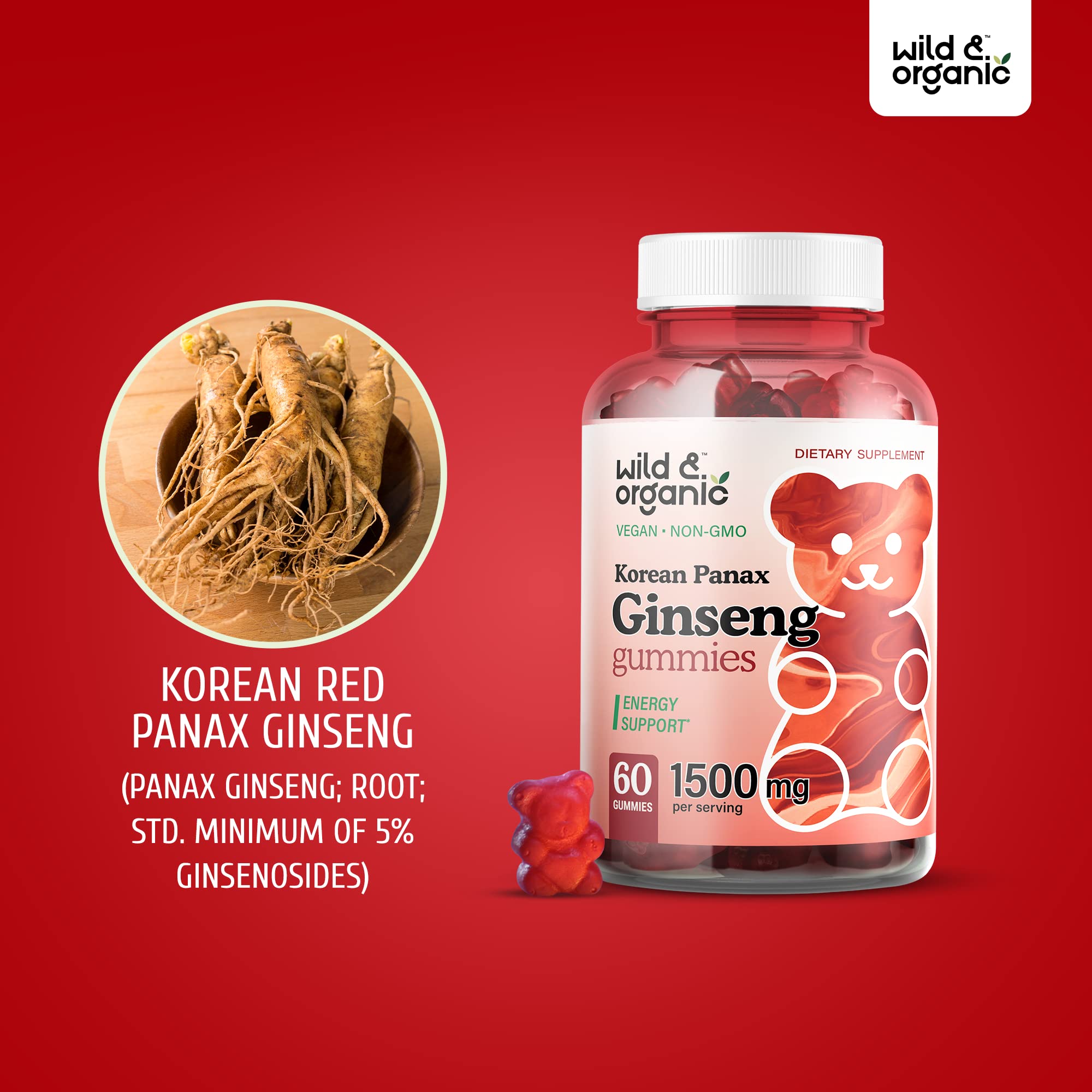 Foto 6 pulgar | Suplemento A Las Gomitas De Ginseng Rojo Panax Coreano Silvestres Y Orgánicas - Venta Internacional.