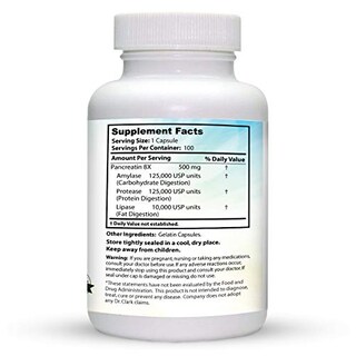 Foto 2 | Suplemento Enzimático Dr. Clark Pancreatin 8 Veces 500 Mg 100 Cápsulas - Venta Internacional.
