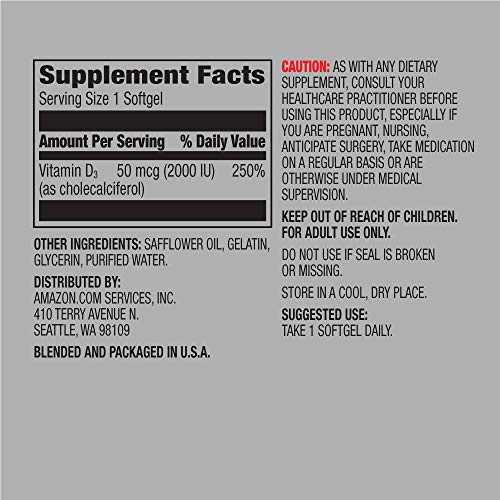 Foto 3 pulgar | Suplemento Amazon Elements De Vitamina D3 2000 Ui 180 Cápsulas Blandas - Venta Internacional.