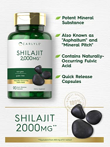 Foto 4 pulgar | Suplemento Carlyle Shilajit En Cápsulas De 2000 Mg, 90 Unidades - Venta Internacional.